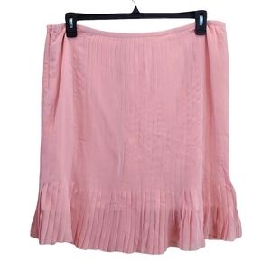 Mac & Jac women's silk pinstripe pleated hem fully lined pink skirt size 16